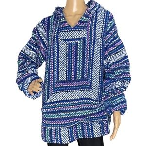 Baja Joe white blue pink pullover hoodie